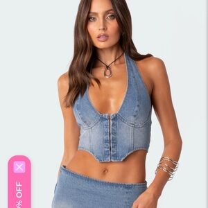 Edikted denim corset crop top